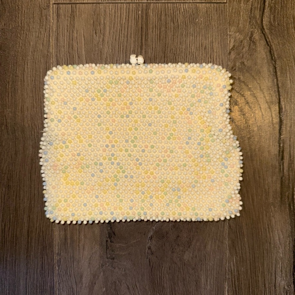 Vintage Bag By Debbie Beaded Bubble Clutch Purse Bag Pastel